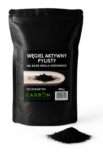 Węgiel aktywny pylisty na bazie węgla drzewnego 800 g – opakowanie produktu