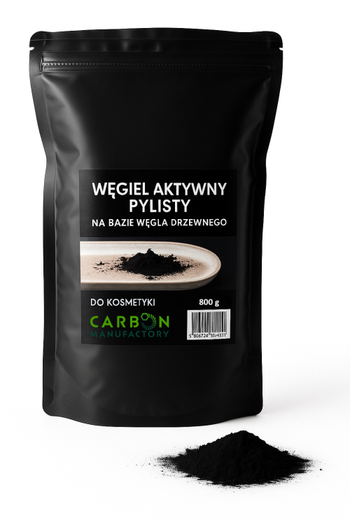 Węgiel aktywny pylisty na bazie węgla drzewnego 800 g – opakowanie produktu